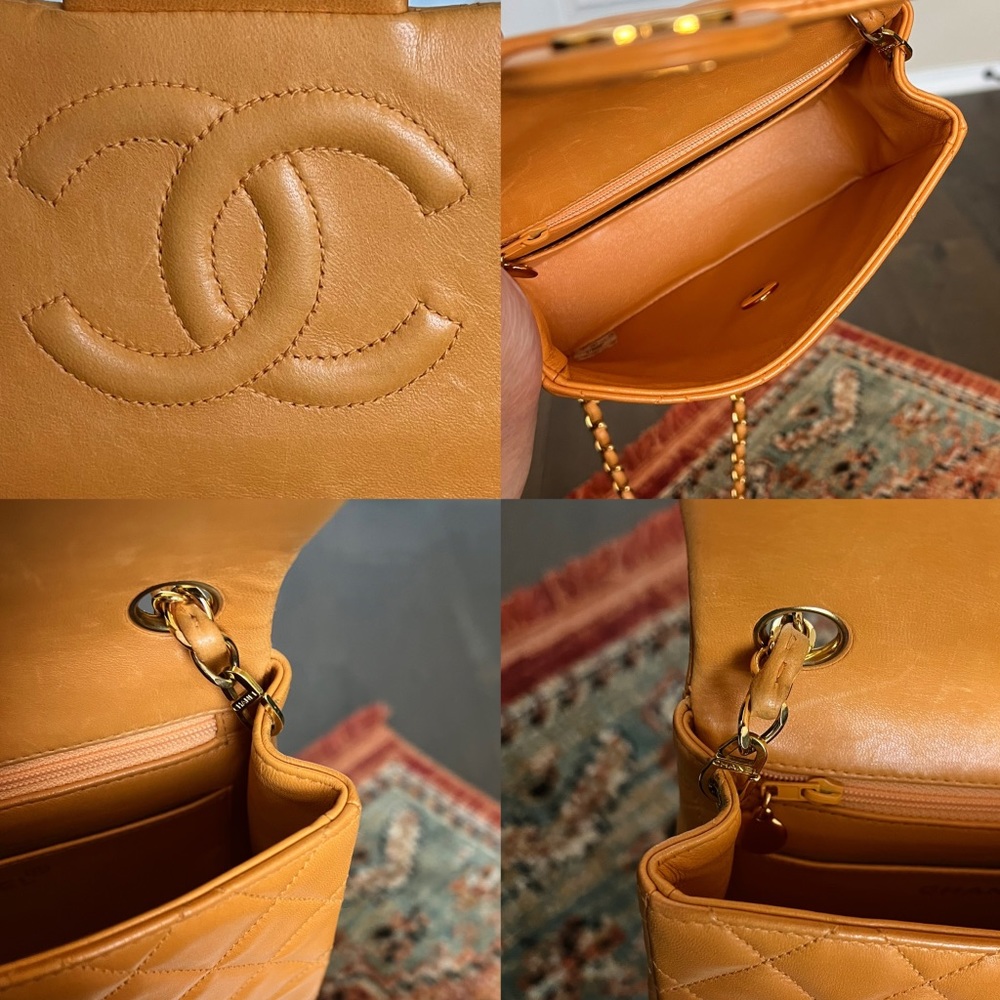 Chanel Classic Vintage Mini Square Orange Flap Bag - Picture 10 of 11